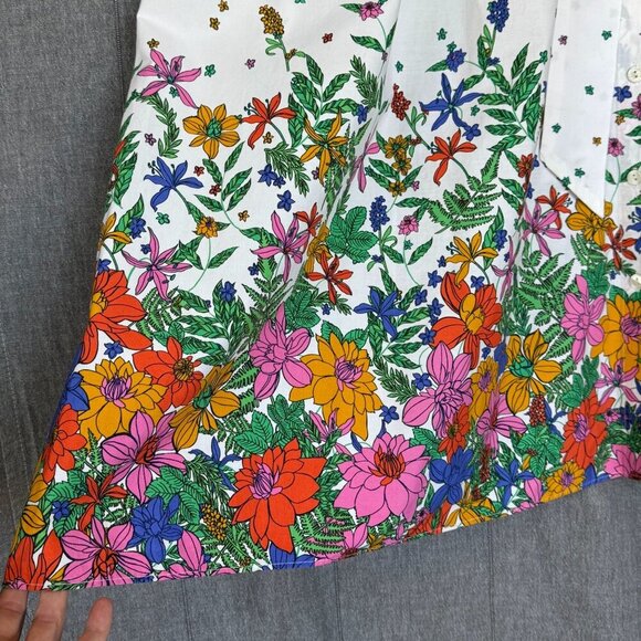 Talbots 100% Cotton Poplin; Blissful Floral Puff Sleeve Midi Shirt Dress Size 18 - Picture 9 of 16